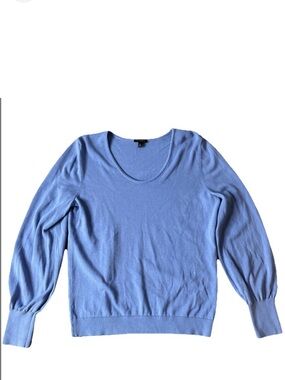 Talbots Women's Blue Long Sleeve 100% Cotton Scoop Neck Pullover Sweater Size M